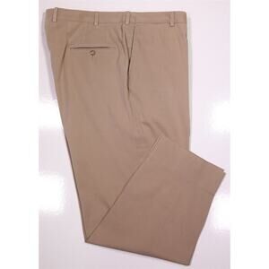 Hickey-Freeman Current Khaki Tan Flat Front Cotton Chino Pants Trousers 38x29